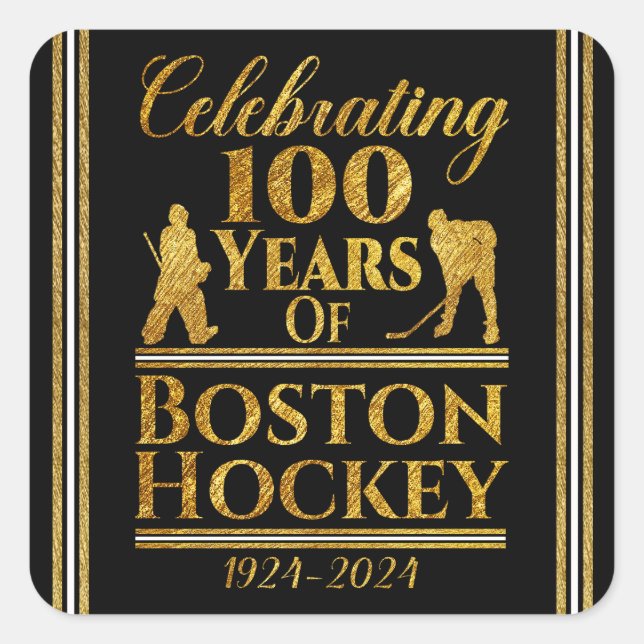 100 Years Of Boston Hockey Square Sticker (Front)
