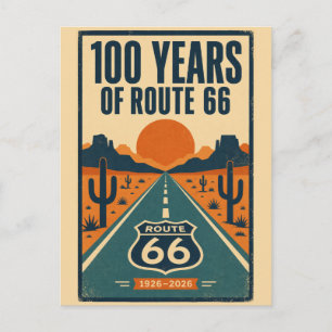 100 Years Of Route 66 Centennial Vintage Americana Postcard