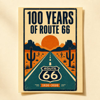 100 Years Of Route 66 Centennial Vintage Americana Postcard