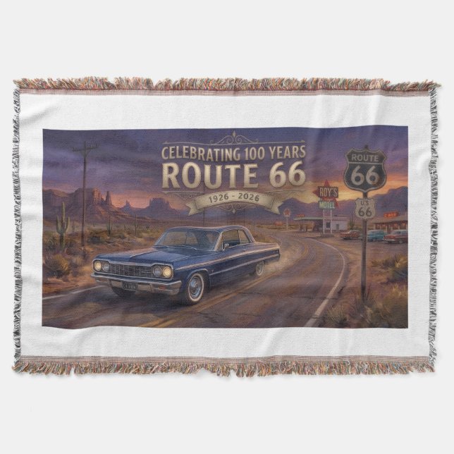 100 Years Of Route 66   Throw Blanket (Front)