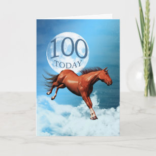 100 years old birthday card with spirit horse