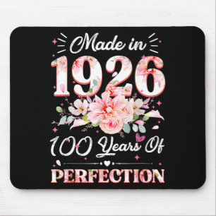 100 Years Old Made In 1926 Floral 100th Birthday W Mouse Mat