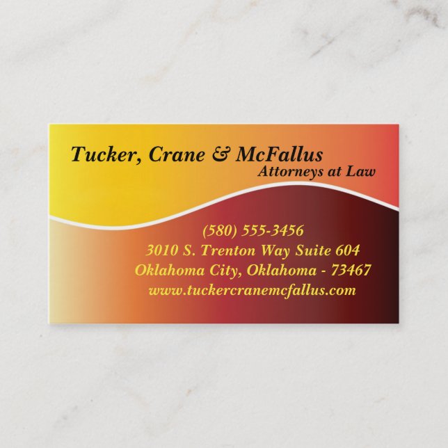 100 Yello Sunfade Curve Attorney Law Business Card (Front)