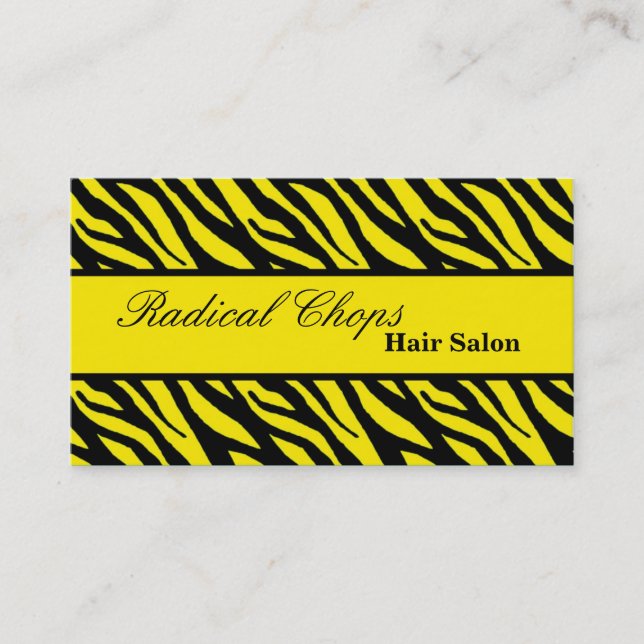 100 Yellow Black Zebra Print Pattern Business Card (Front)