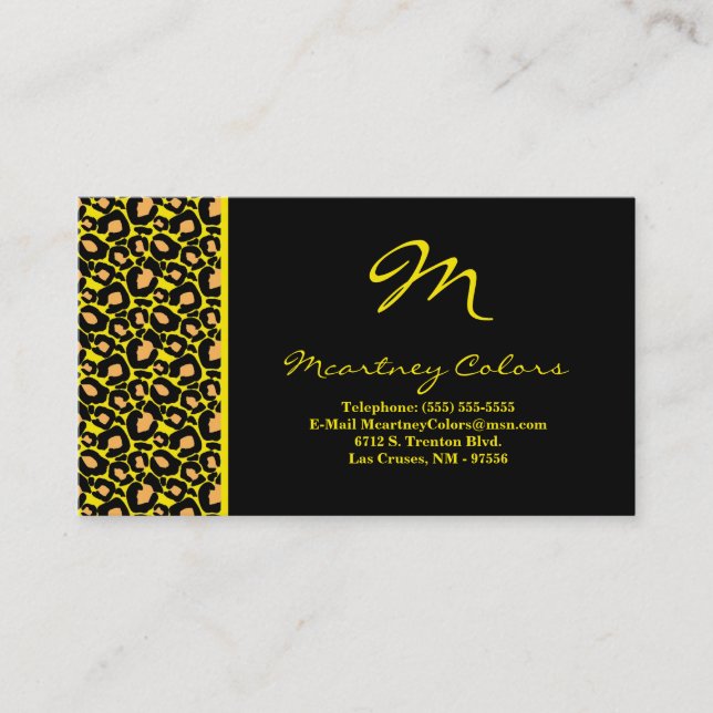 100 Yellow Cheetah Print Business Card (Front)