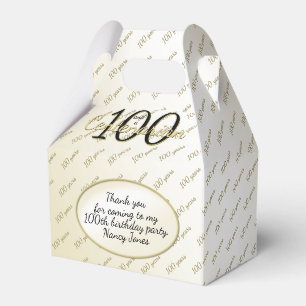 100 Yrs Centenarian Birthday Black/Gold Text Favour Box