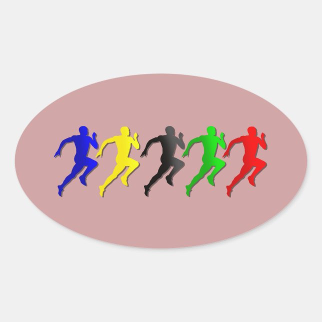 100m 200m 400m 800m Runners Running Run Oval Sticker (Front)