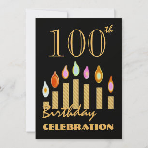 100th and Over Birthday Gold Party Invitation