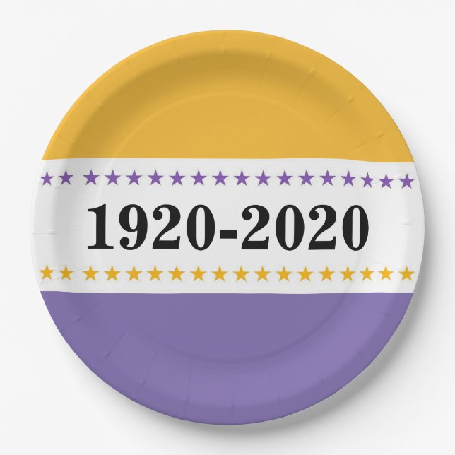 100th Anniversary 19th Amendment Victory Flag Vote Paper Plate (Front)