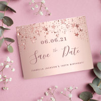 100th birthday 100 rose gold stars save the date