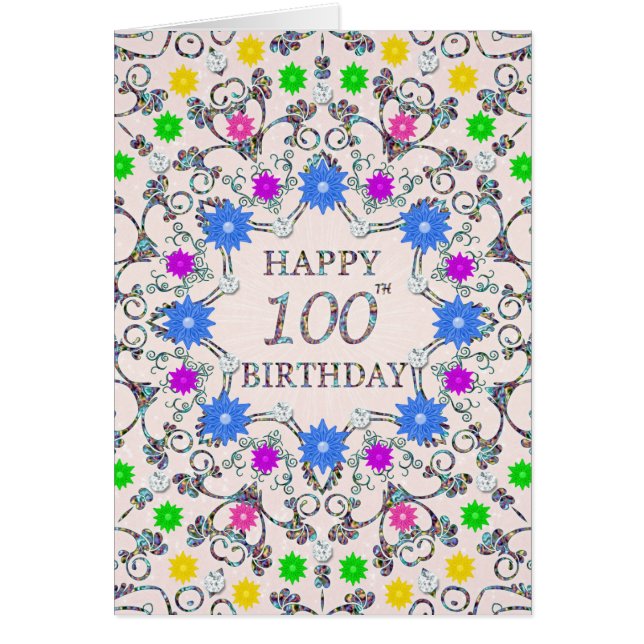 100th Birthday Abstract Flowers  (Front)