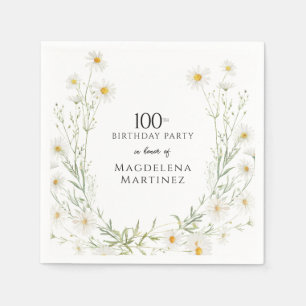 100th Birthday April Birth Month Flower Daisy Napkin