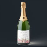 100th Birthday August Birth Flower Party Supplies  Sparkling Wine Label<br><div class="desc">Perfect table decor for an August birthday party. Pink gladiolus is the birth flower for that month. It forms a pretty watercolor bottom border on this floral personalised napkin. The birthday guest of honour's name, age and birthdate are placed above it using elegant calligraphy and typography. All text is editable....</div>
