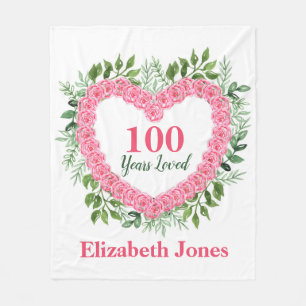 100th Birthday Blanket - 100 Years Loved Design