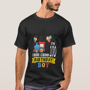100th Birthday Boy Train Toy 100 Year Old Funny B  T-Shirt