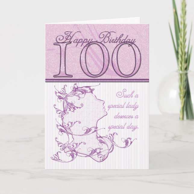 100th Birthday Cameo Card Pink (Front)