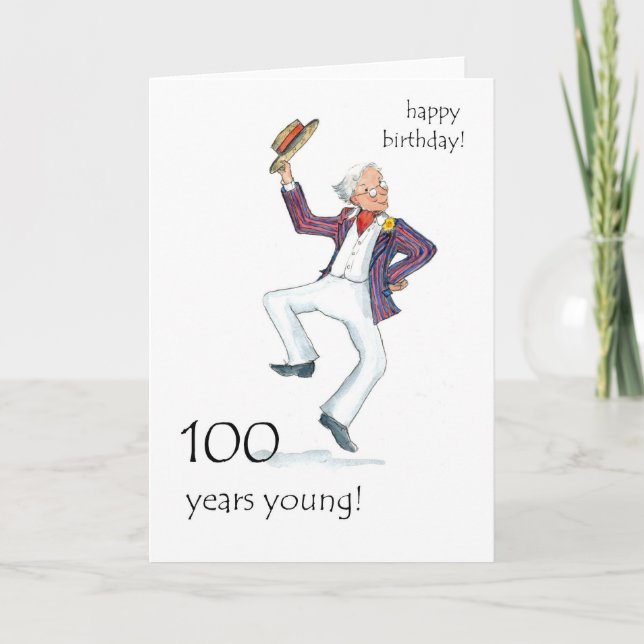 100th Birthday Card - Man Dancing! (Front)