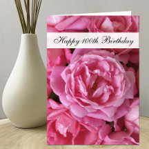 100th Birthday Card - Roses for 100 Year