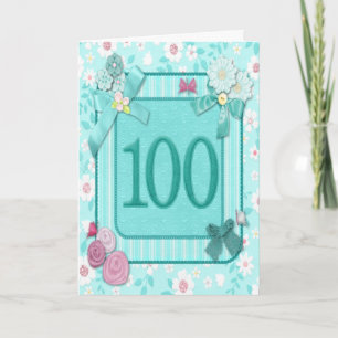 100th birthday card with flowers
