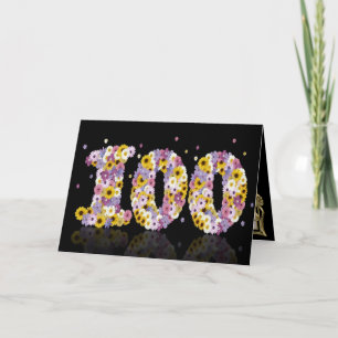 100th birthday card with flowery letters