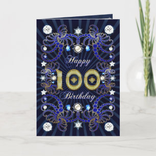 100th birthday card with masses of jewels