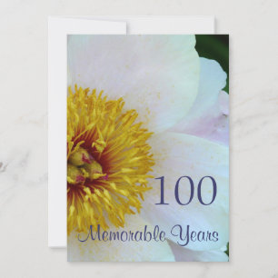 100th Birthday Celebration/Elegant White Peony Invitation