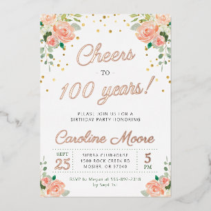 100th Birthday Cheers 100 Years Ladies Rose Gold F