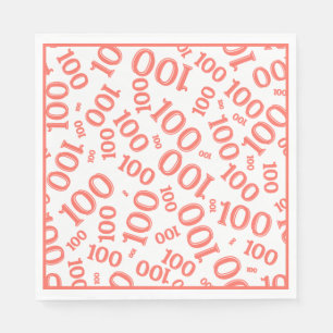 100th Birthday Coral Random Number Pattern Napkin