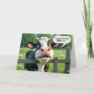 100th Birthday Cow Humour Card
