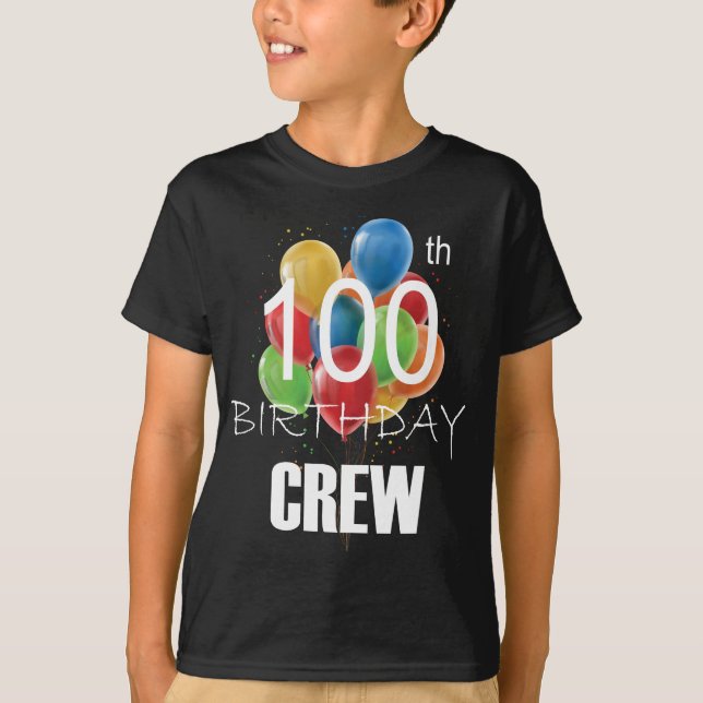 100th Birthday Crew 100 Party Crew Group Boy T-Shirt (Front)