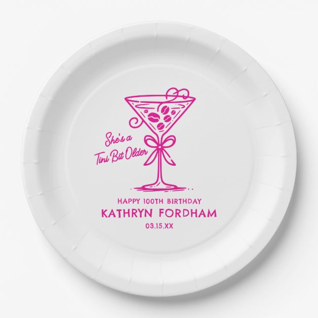 100th Birthday Custom Paper Plate Espresso Martini (Front)