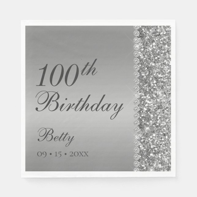 100th Birthday Elegant Napkin (Front)