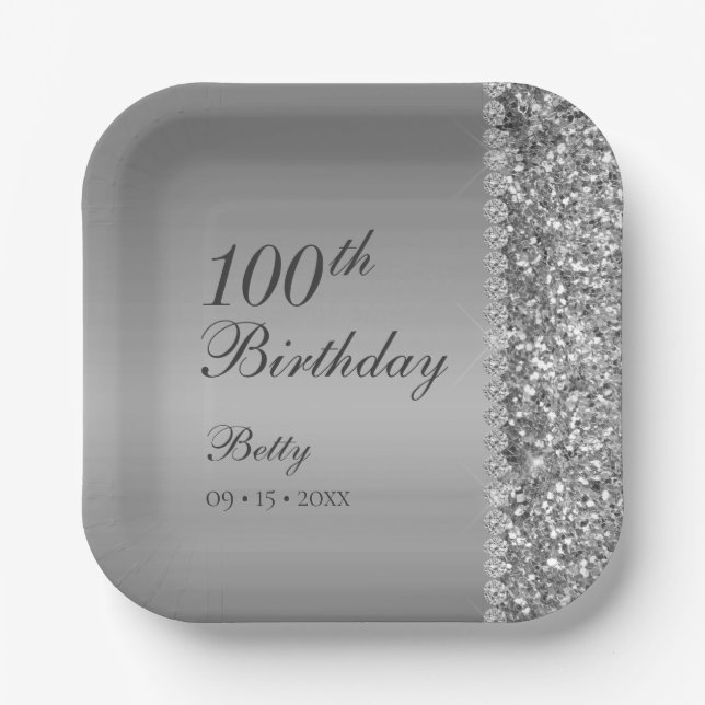 100th Birthday Elegant Paper Plate (Front)