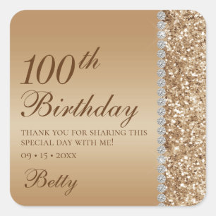 100th Birthday Elegant Square Sticker