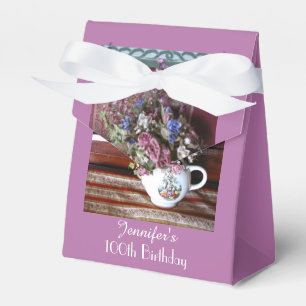 100th Birthday Favour Box, Vintage Teapot Favour Box