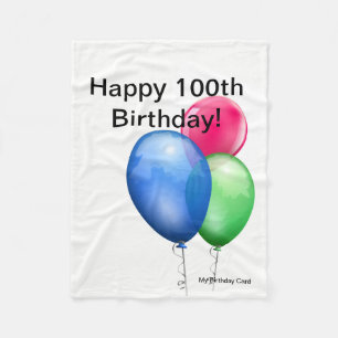 100th Birthday Fleece Blanket Card