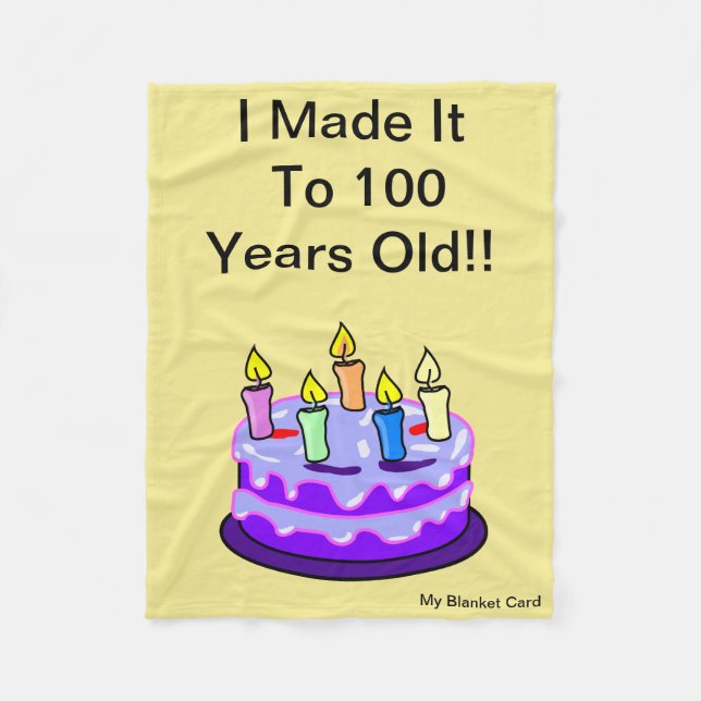 100th Birthday - Fleece Blanket - Card, Small (Front)