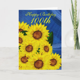 100th Birthday Floral Greeting Card Sunflowers
