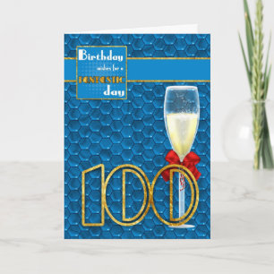 100th Birthday - Geometric Birthday Card Champagne