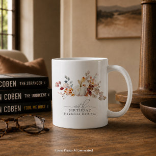 100th Birthday Gift White Pumpkin Fall Flowers Coffee Mug