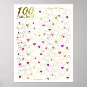 100th Birthday Guest Book Poster - 100 Years Loved