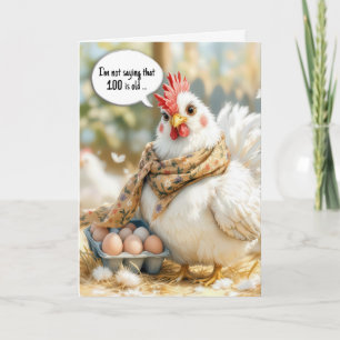 100th Birthday Hen With Eggs in Carton Card