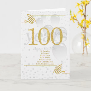 100th Birthday in Days Weeks Minutes with Name Card
