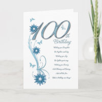 100th birthday in teal with flowers and butter