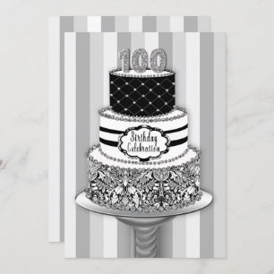 100th Birthday Invitation, 3-Tier Cake Invitation