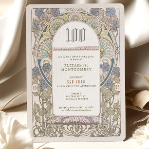 100th Birthday Invitation Art Nouveau by Mucha