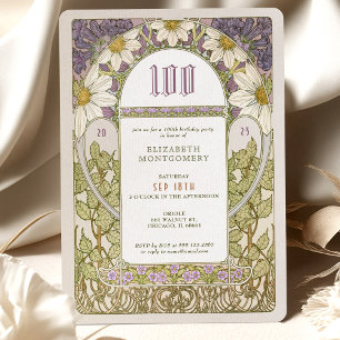 100th Birthday Invitation Art Nouveau Daisies