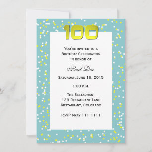 100th Birthday Invitation Confetti