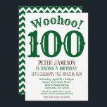 100th Birthday Invitation Mens Green Brown<br><div class="desc">A funny and striking 100th birthday invitation for a husband,  friend,  father or grandad.</div>