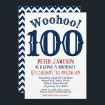100th Birthday Invitation Mens Navy Blue<br><div class="desc">A funny and striking 100th birthday invitation for a husband,  friend,  father or grandad.</div>